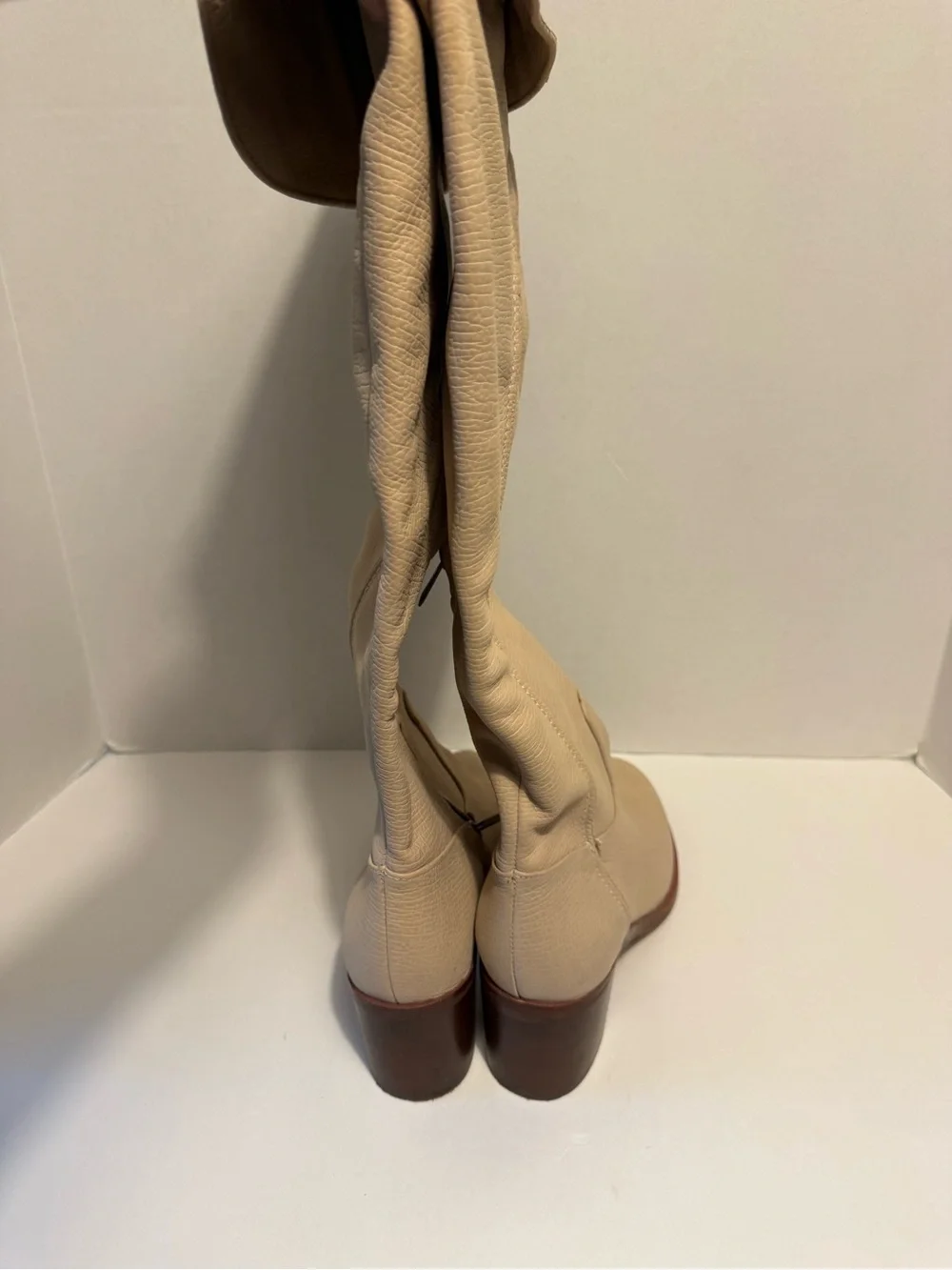 Sam Edelman over the knee bone leather upper wood heel boots ladies 9